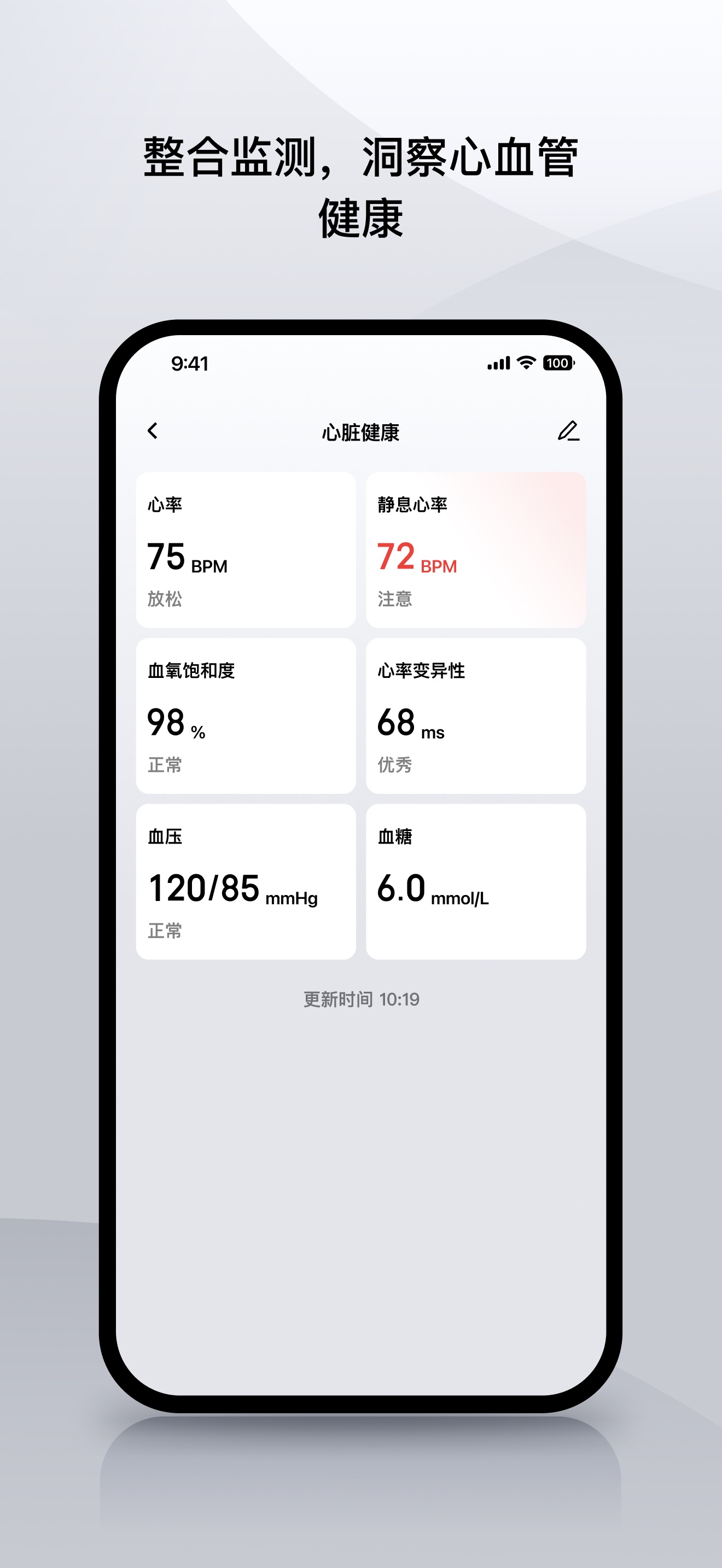 心脏健康仪表盘:心率、静息心率、血氧、心率变异性、血压与血糖集中一页
